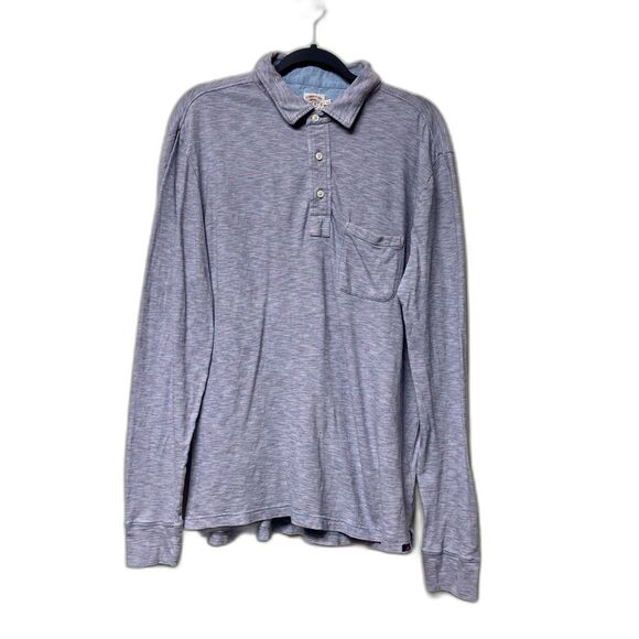 FAHERTY Blue/Red Striped Long Sleeve Polo, Sz M - Picture 1 of 6